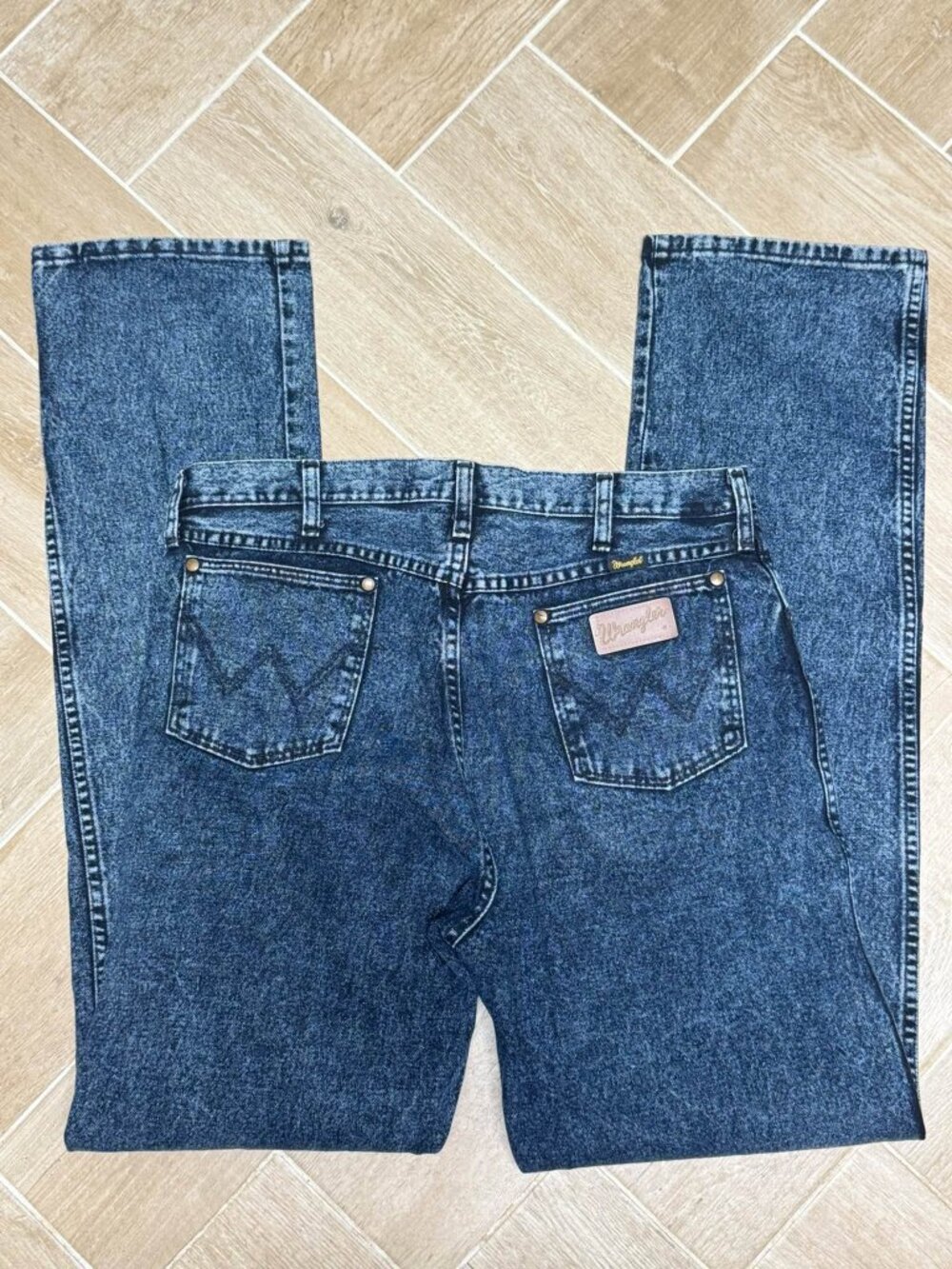 Vintage Wrangler MADE IN USA Stone Wash Straight Cowboy Jeans Mens Size 36x36